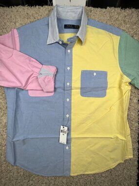 POLO RALPH LAUREN Men's Colorblock Oxford Fun Shirt 1XB Colorful Derby NWT